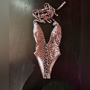Pink Lily Pink Leopard Print One-Piece Swimsuit